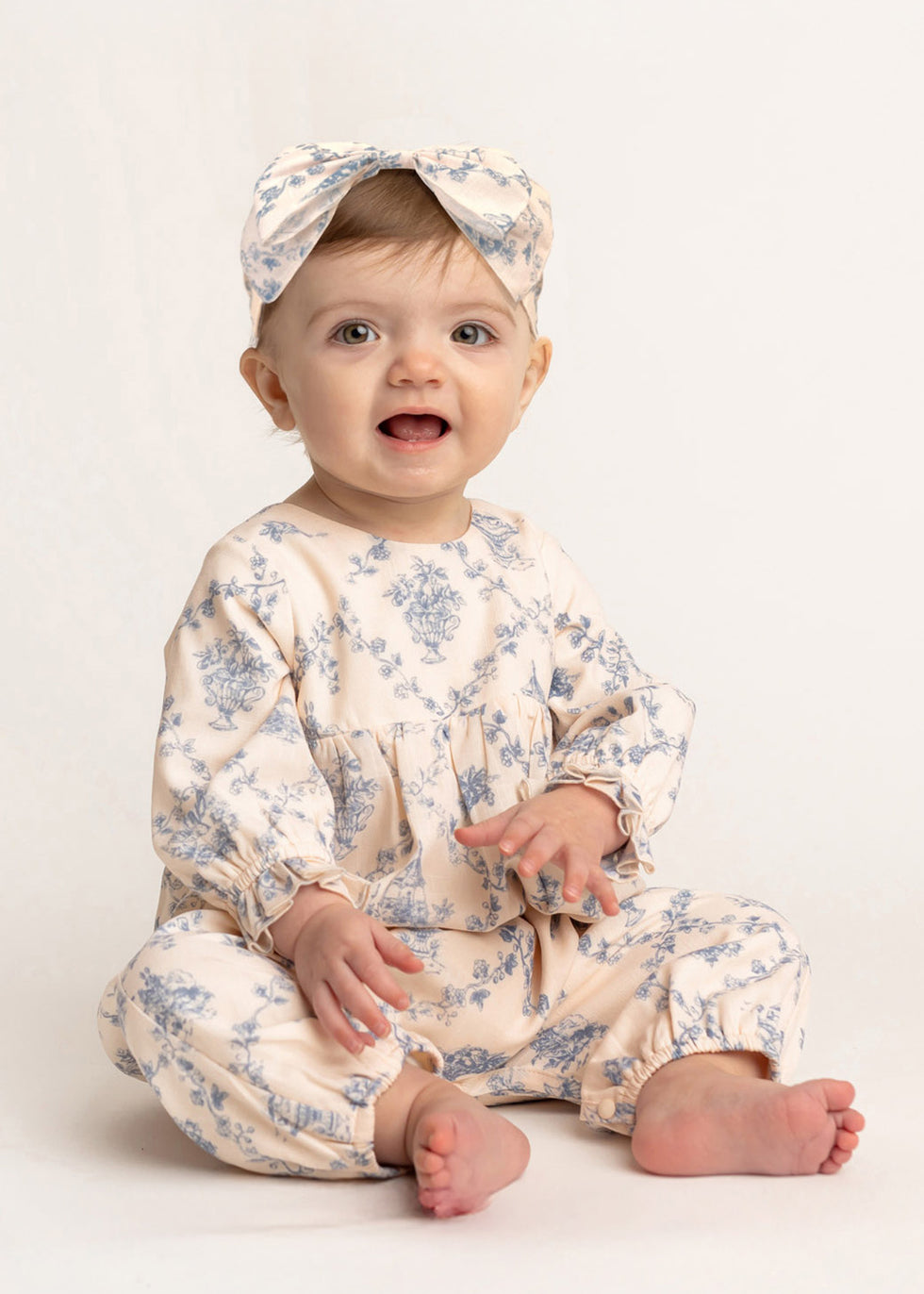 MABEL & HONEY BEBE NIÑA ROMPER WHITE/BLUE PRINCESS