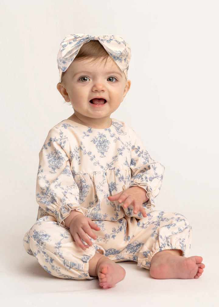 MABEL & HONEY BEBE NIÑA ROMPER WHITE/BLUE PRINCESS