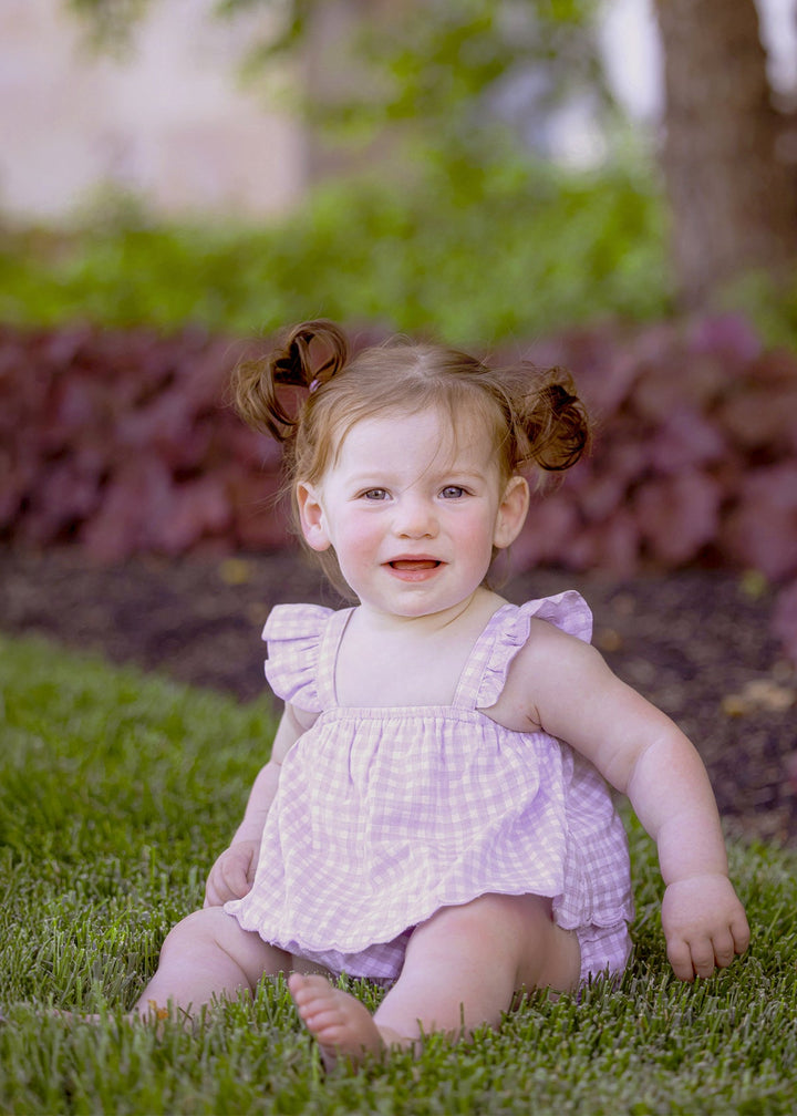 MABEL &amp; HONEY BEBE NIÑA ROMPER SUGAR PLUM PURPLE