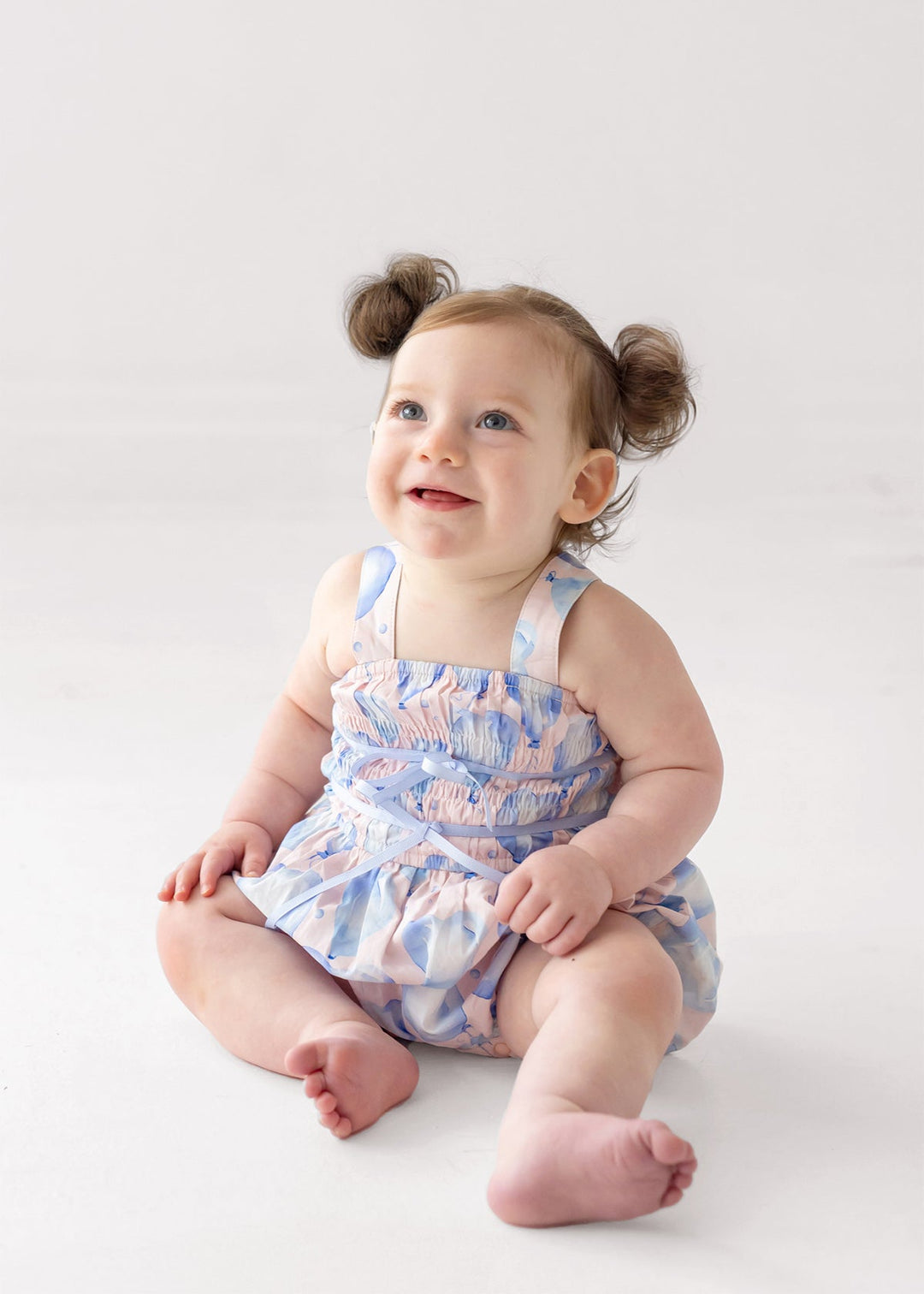 MABEL &amp; HONEY BEBE NIÑA ROMPER UP AND AWAY BLUE