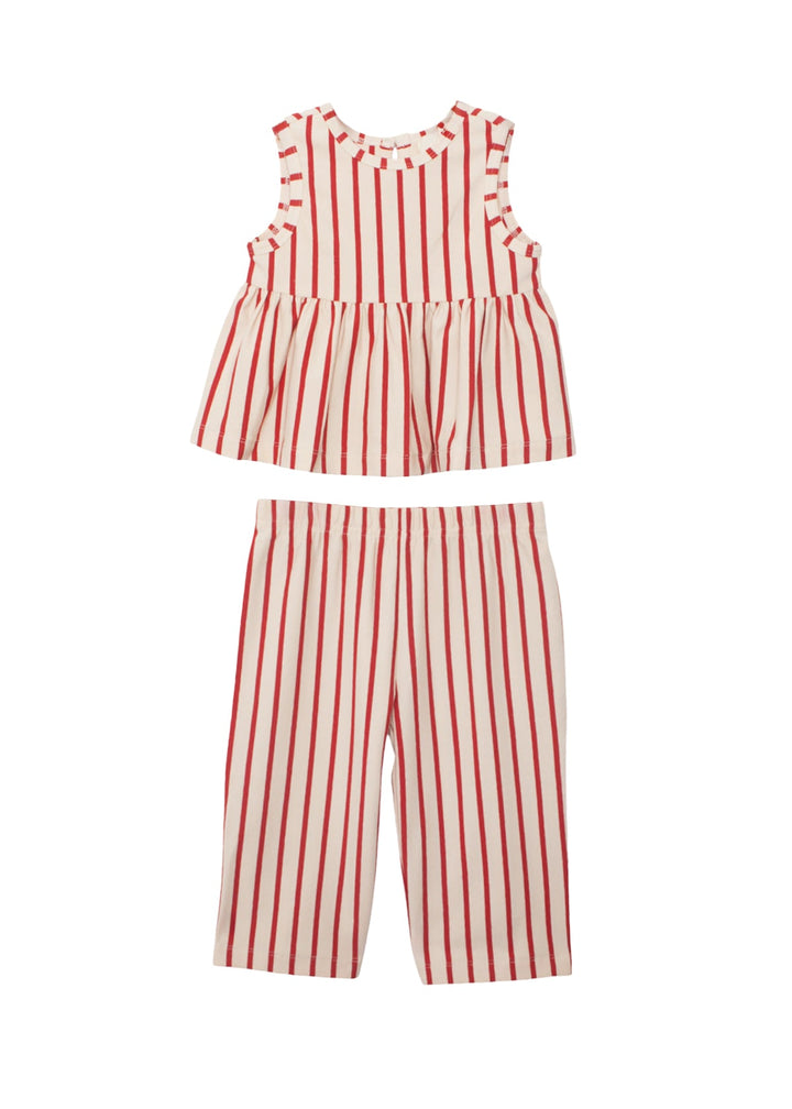MABEL &amp; HONEY NIÑA VESTIDO TERRACOTTA STRIPE RED