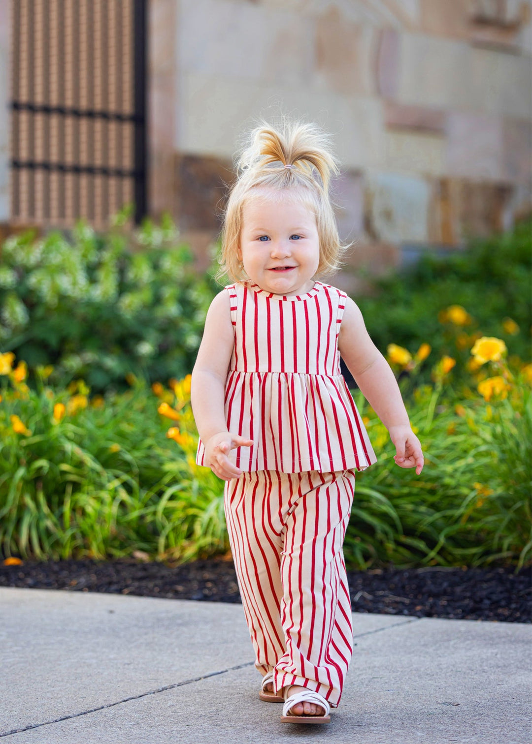 MABEL &amp; HONEY NIÑA VESTIDO TERRACOTTA STRIPE RED