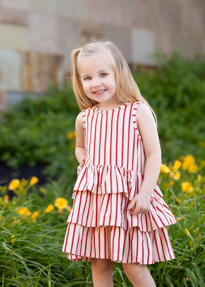 MABEL &amp; HONEY NIÑA VESTIDO TERRACOTTA STRIPE RED