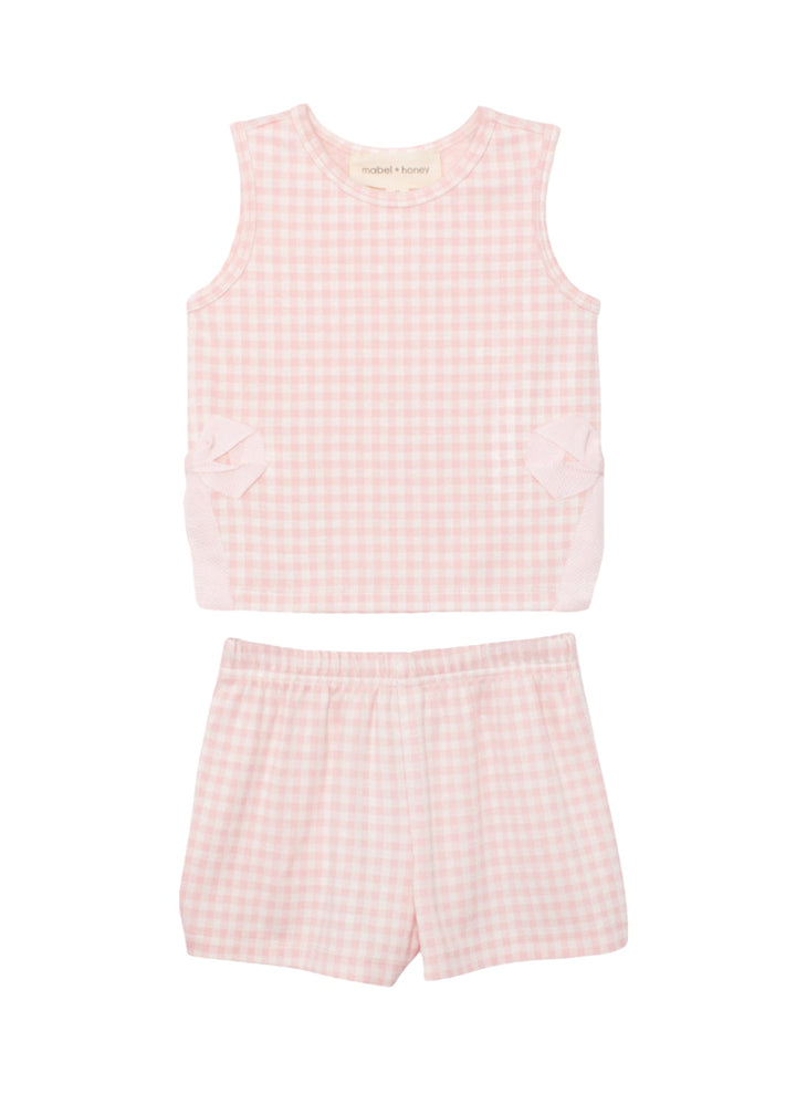 MABEL &amp; HONEY NIÑA CONJ. DE SHORT PINK PLAID PERFECTION PINK