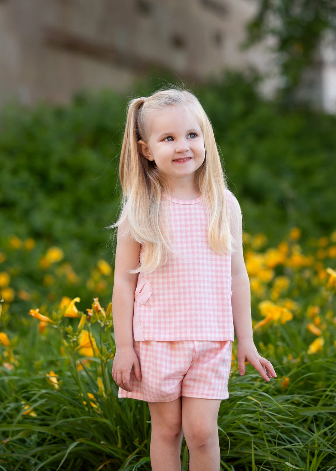 MABEL &amp; HONEY NIÑA CONJ. DE SHORT PINK PLAID PERFECTION PINK