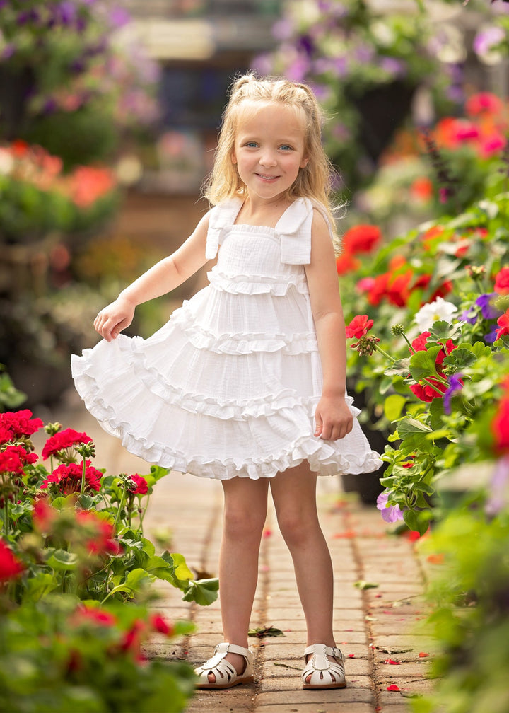 MABEL &amp; HONEY NIÑA VESTIDO BIRDS OF A FEATHER WHITE