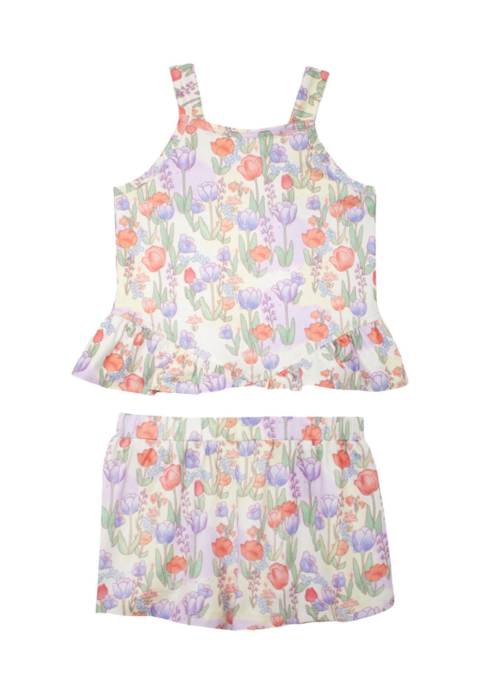 MABEL &amp; HONEY NIÑA CONJ. DE SHORT TULIP TWIRL PURPLE