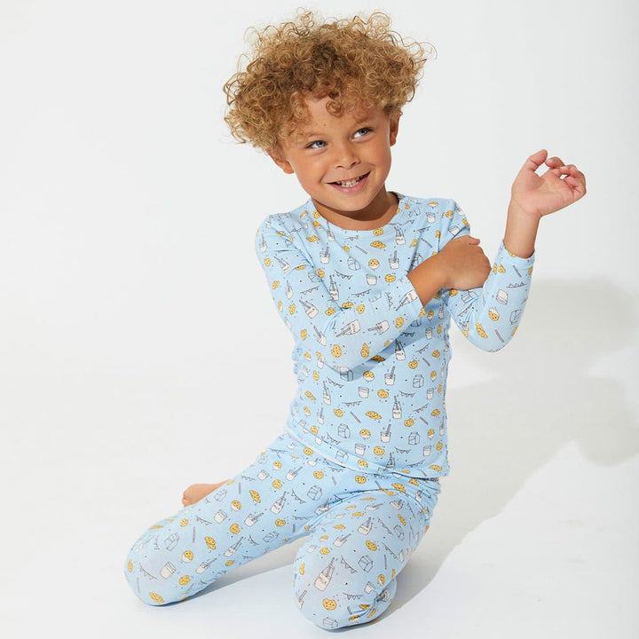 BELLABU BEAR NIÑO PIJAMA MILK & COOKIES BLUE BAMBOO