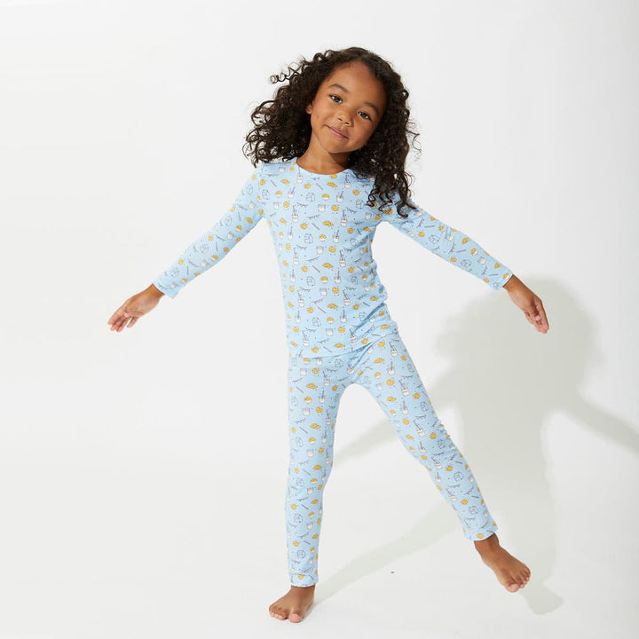 BELLABU BEAR NIÑO PIJAMA MILK & COOKIES BLUE BAMBOO