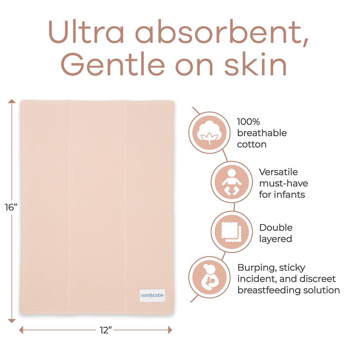 COMFY CUBS BEBE NIÑA SACAGASES COTTON BLUSH 6PK