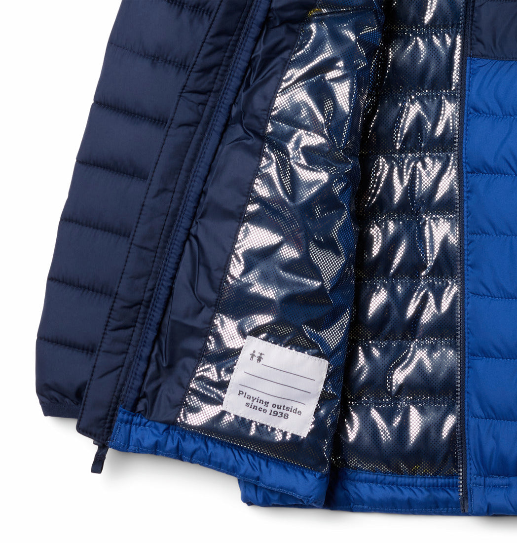 COLUMBIA NIÑO ABRIGO POWDER LITE II HOODED MOUNTAIN BLUE/COLLEGIATE NAVY