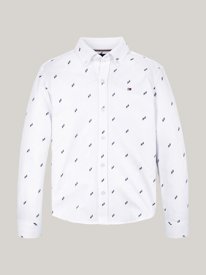 TOMMY HILFIGER NIÑO CAMISA ALLOVER REGULAR BREEZY WHITE