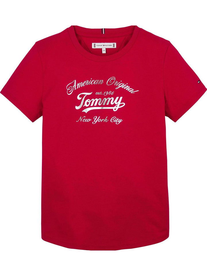 TOMMY HILFIGER NIÑA TSHIRT TOMMY SCRIPT PRIMARY RED