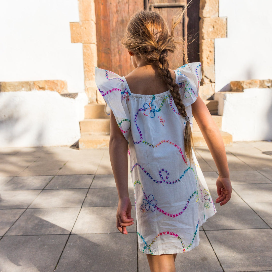 Piglo Vestido Ruffle Jardín Blanco para Niña