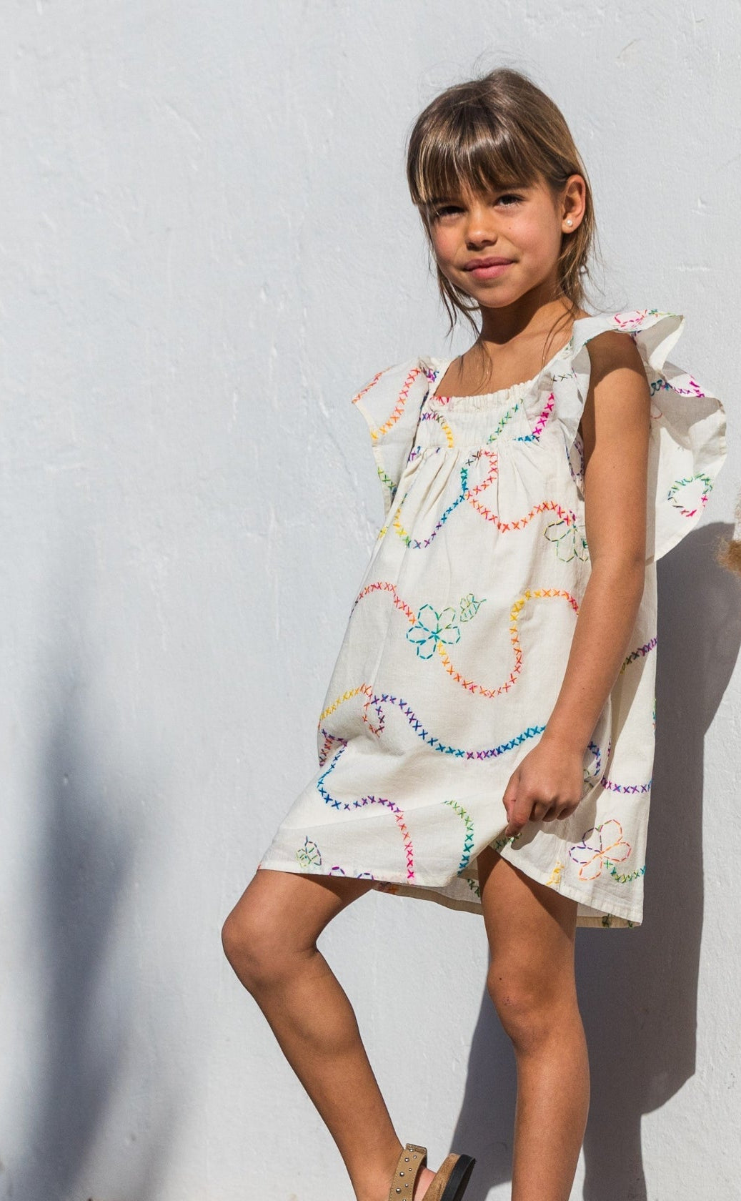 Piglo Vestido Ruffle Jardín Blanco para Niña