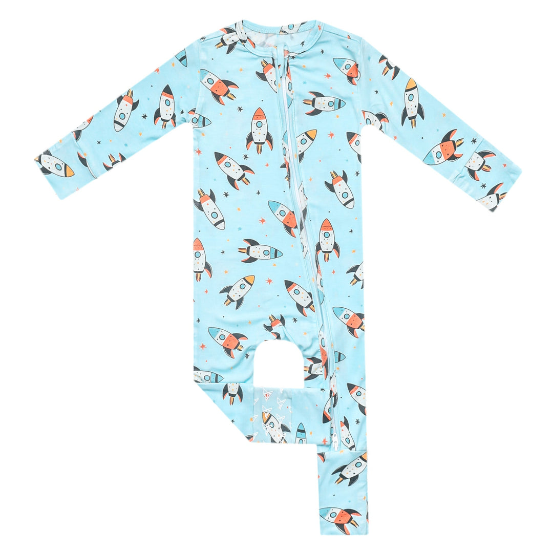 COPPER PEARL BEBE NIÑO PIJAMA BAMBOO CONVERTIBLE ZIP UP ROCKETEER