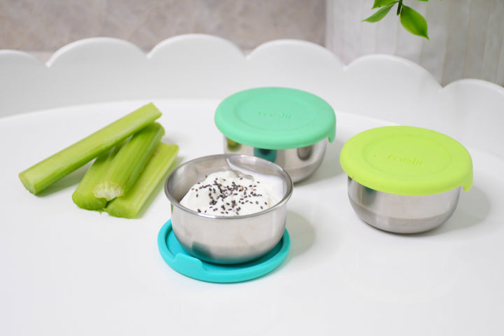 MELII MINI VASIJA DE SILICONE AND STAINLESS STEEL 3PCS BLUE/LIME/MINT