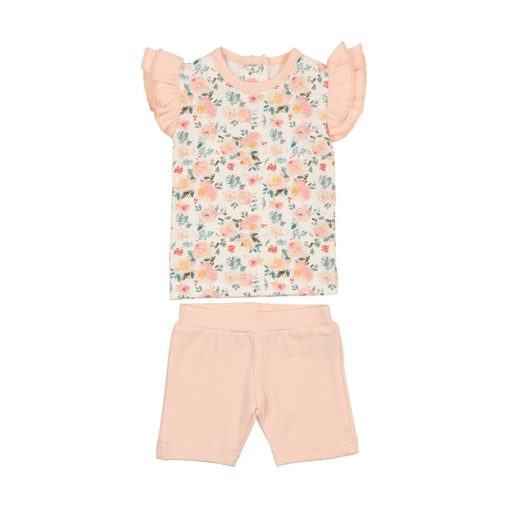 MANIERE BEBE NIÑA CONJ. DE SHORT FLORAL PRINT WHITE