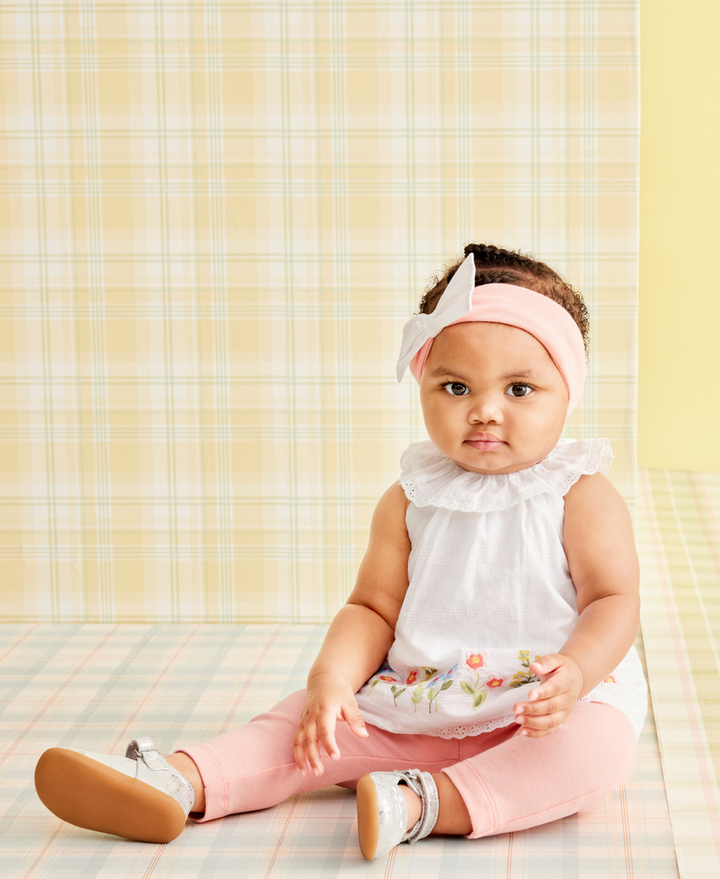 LITTLE ME BEBE NIÑA CONJ. DE PANTALON WOVEN TUNIC FLORAL BORDER PINK