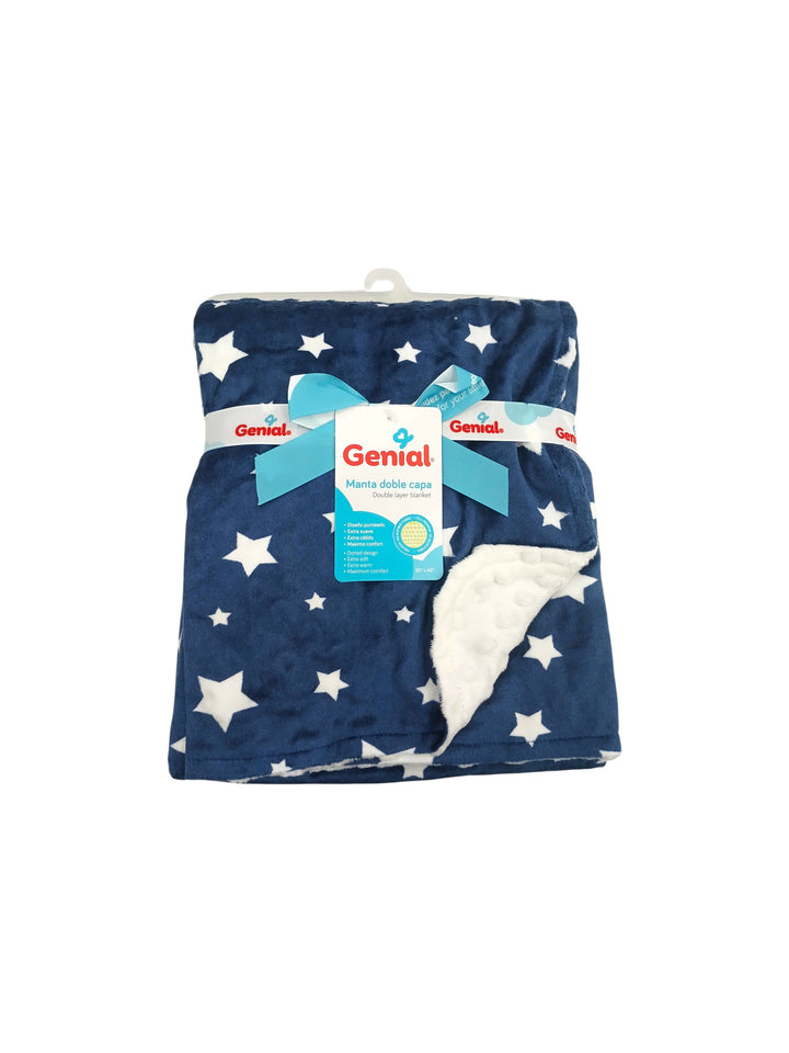 Genial Frazada Doble Cara Microfibra Premium 75 X 100 Cm Blue