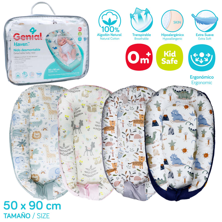 Genial Nido Desmontable Transpirable Hipoalergenico 50 X 90 Cm Grey