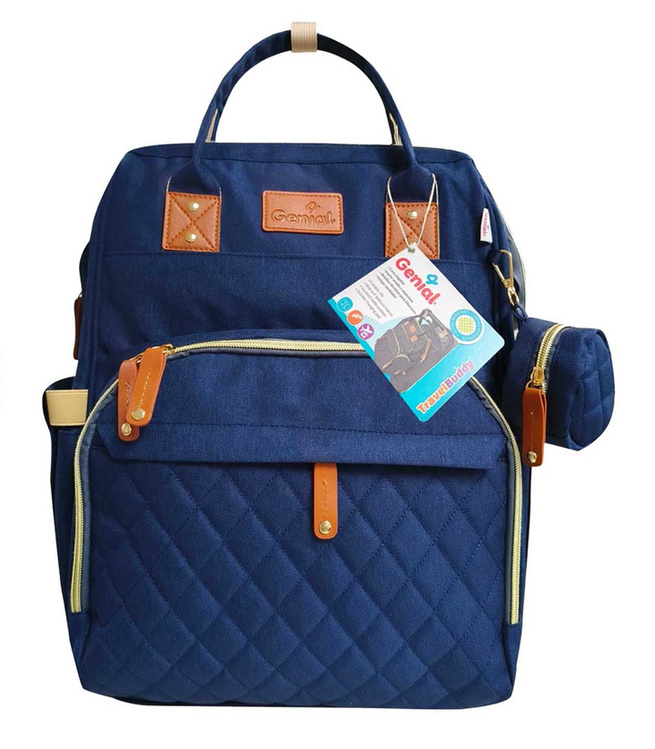 Genial Bolsa Pañalera/Plegable/Cambiador Travelbuddy Blue