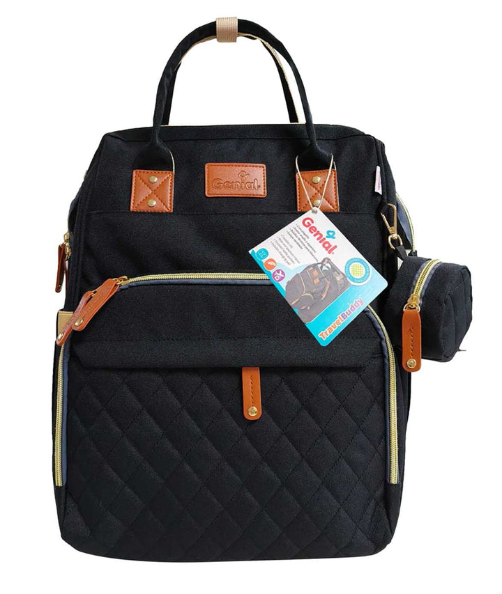 Genial Bolsa Pañalera/Plegable/Cambiador Travelbuddy Black