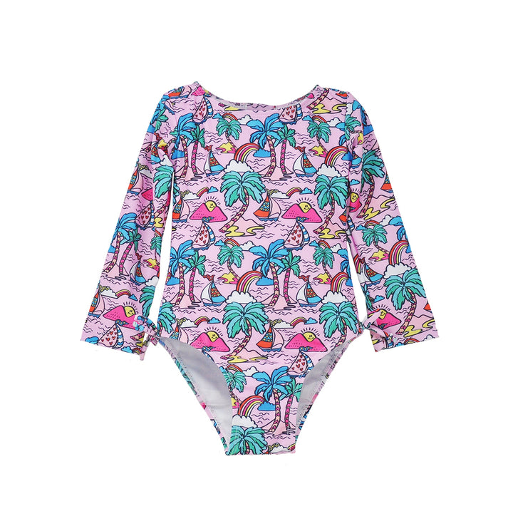 FLAP HAPPY NIÑA VESTIDO DE BAÑO ISLAND DOODLES
