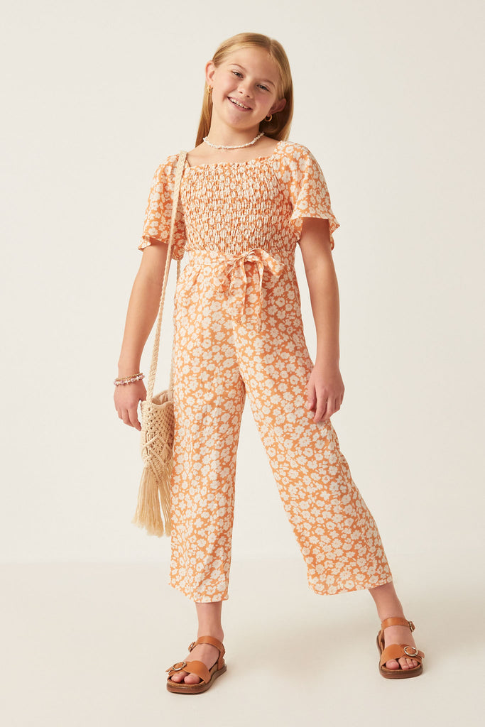 HAYDEN NIÑA JUMPSUIT PRINTED FLOWERS APRICOT