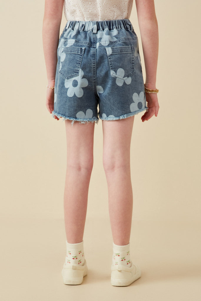 HAYDEN NIÑA SHORT DENIM PRINTED FLOWERS