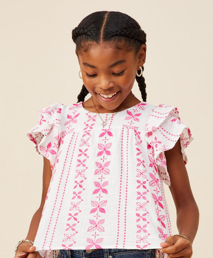 HAYDEN NIÑA BLUSA EMBROIDERED PINK