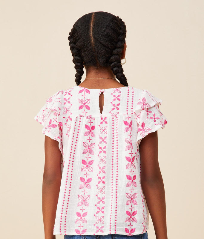 HAYDEN NIÑA BLUSA EMBROIDERED PINK