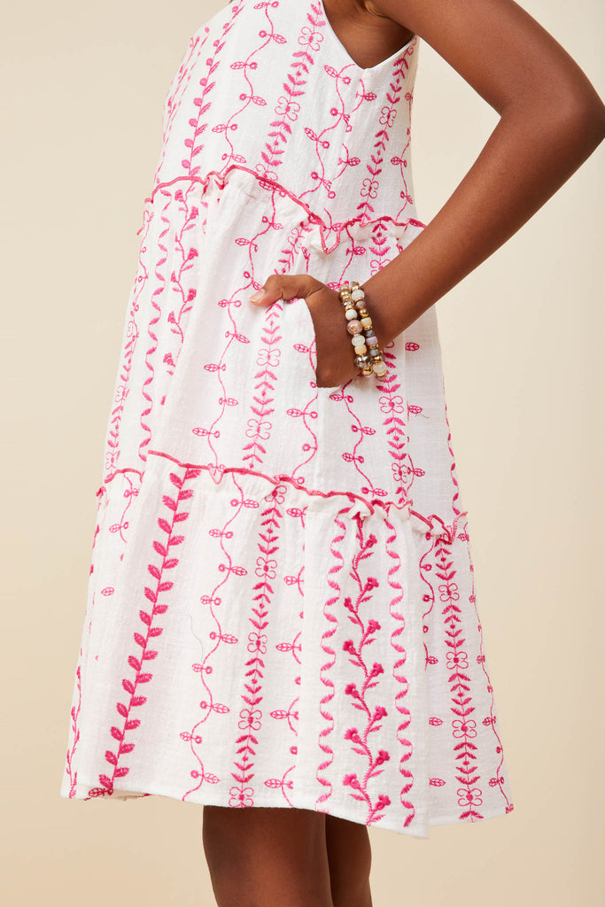 HAYDEN NIÑA VESTIDO EMBROIDERED PINK