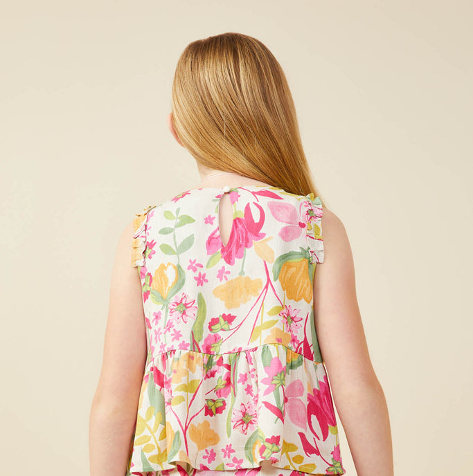 HAYDEN NIÑA BLUSA FLOWER PRINT PINK