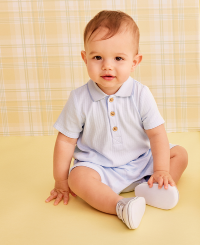 LITTLE ME BEBE NIÑO ROMPER POLO ESSENTIAL SOLIDS GREY