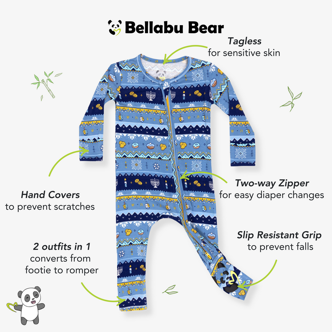 BELLABU BEAR NIÑO PIJAMA HANUKKAH FAIR ISLE BAMBOO