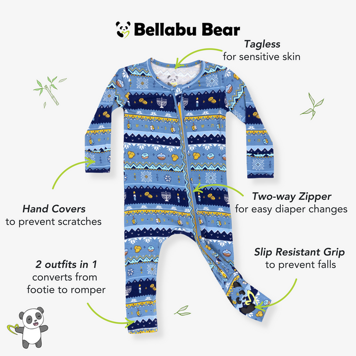 BELLABU BEAR NIÑO PIJAMA HANUKKAH FAIR ISLE BAMBOO