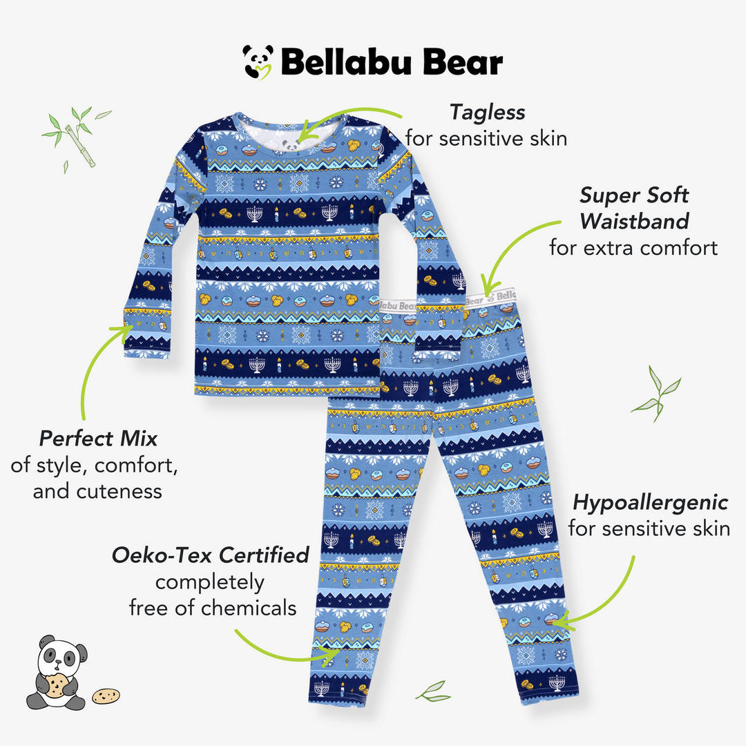 BELLABU BEAR NIÑO PIJAMA HANUKKAH FAIR ISLE BAMBOO