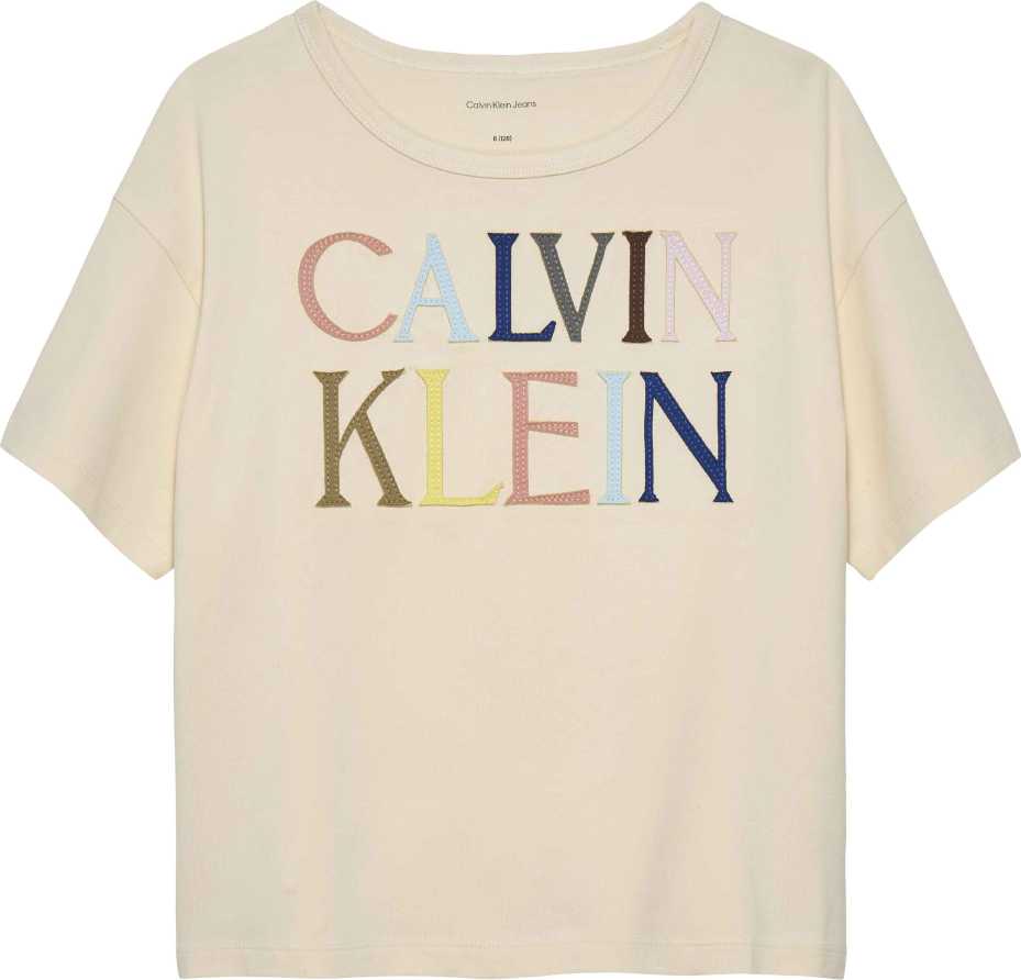 Calvin Klein Tshirt Colored Logo M/C Whitecap Gray para Niña