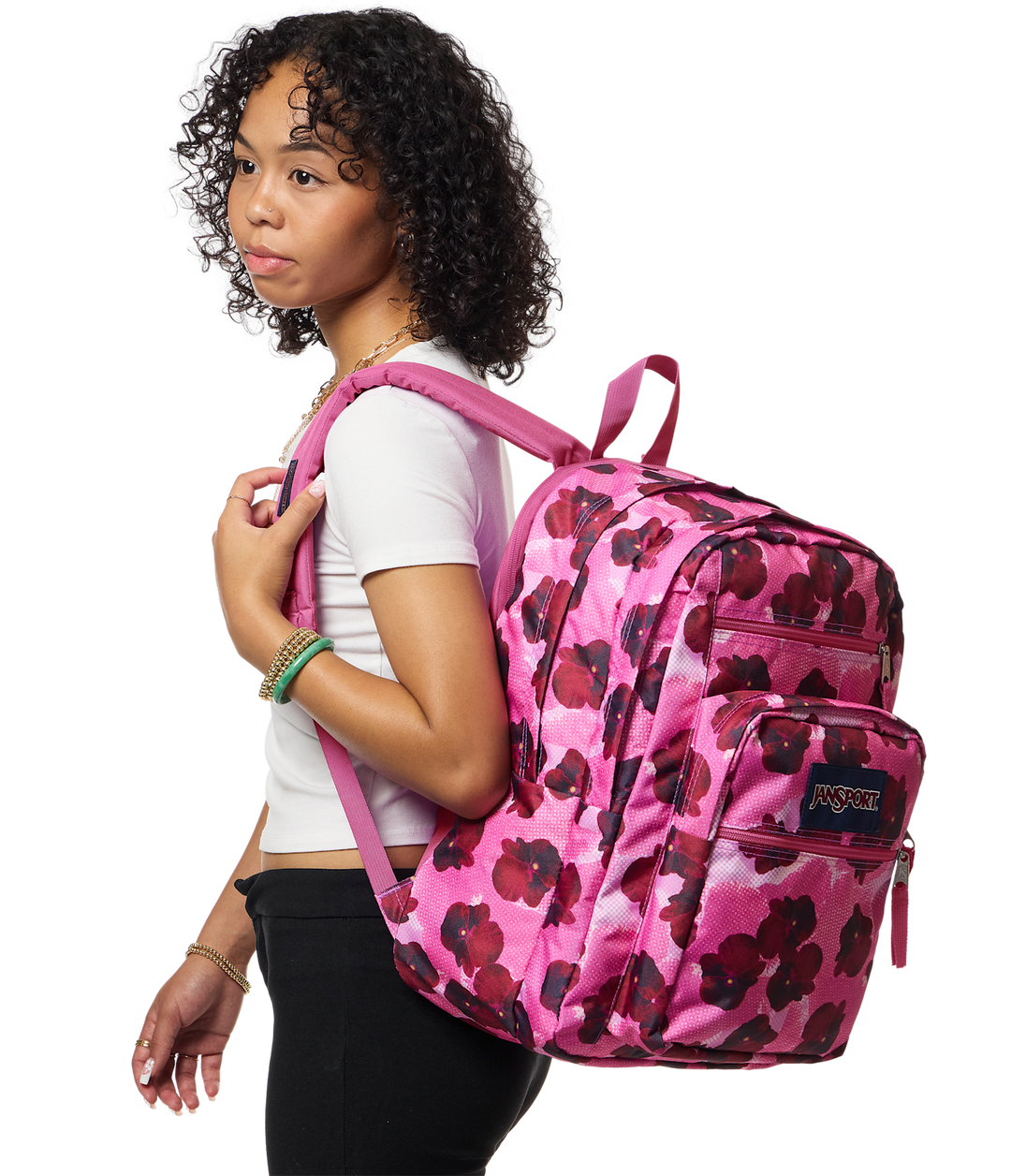 Jansport Big Student Popart Pansies Digital Fucsia - Model