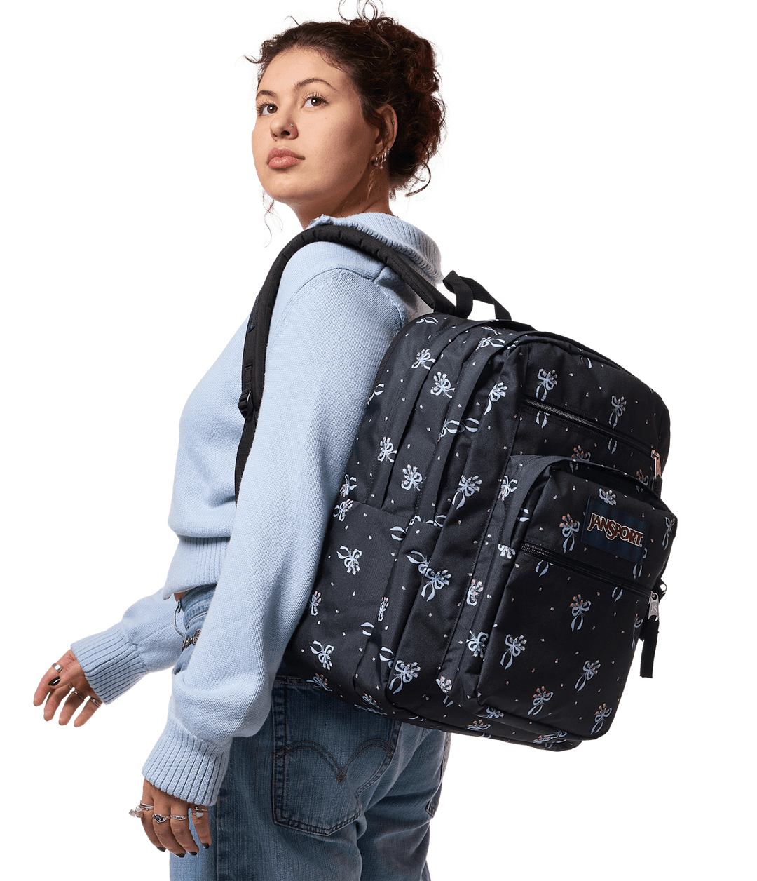 Jansport Big Student Pastel Petals Black - Model