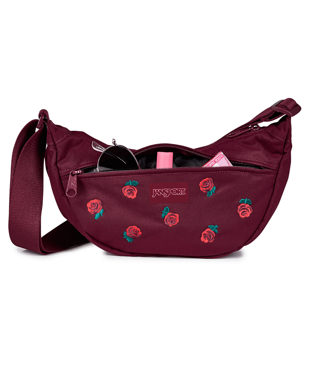 Jansport Unphased Small Fx Just a Rose Embroidery Cherry Lacquer - Det3