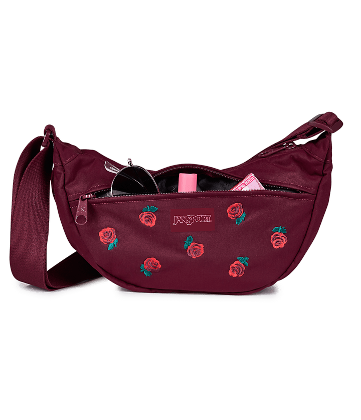 Jansport Unphased Small Fx Just a Rose Embroidery Cherry Lacquer - Det3