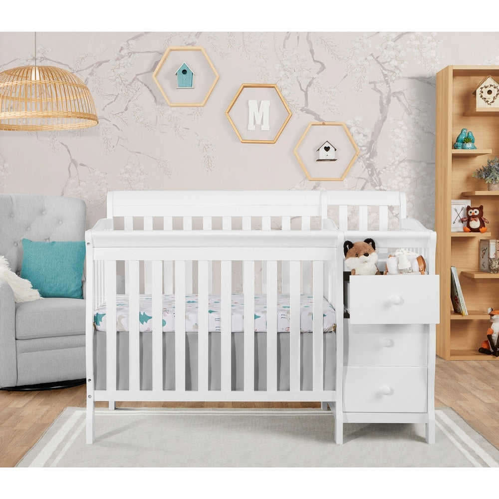 Premium Baby Cuna de Madera C/Cambiador y Organizador Blanco