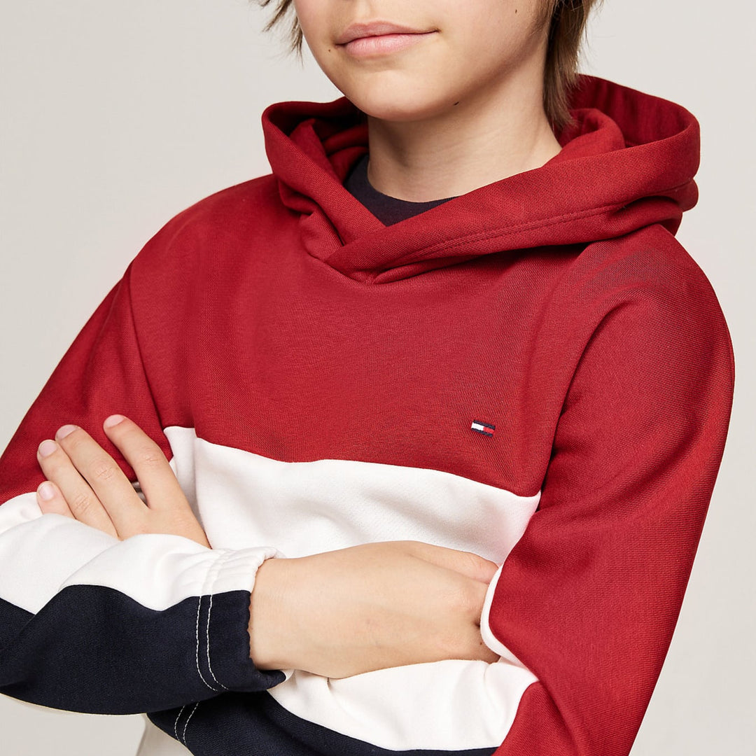 TOMMY HILFIGER NIÑO ABRIGO COLORBLOCK FLEECE ANCIENT WHT/RED/NVY
