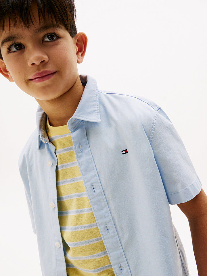 TOMMY HILFIGER NIÑO CAMISA STRETCH OXFORD BREEZY BLUE