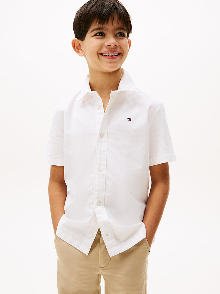 TOMMY HILFIGER NIÑO POLO STRETCH OXFORD WHITE