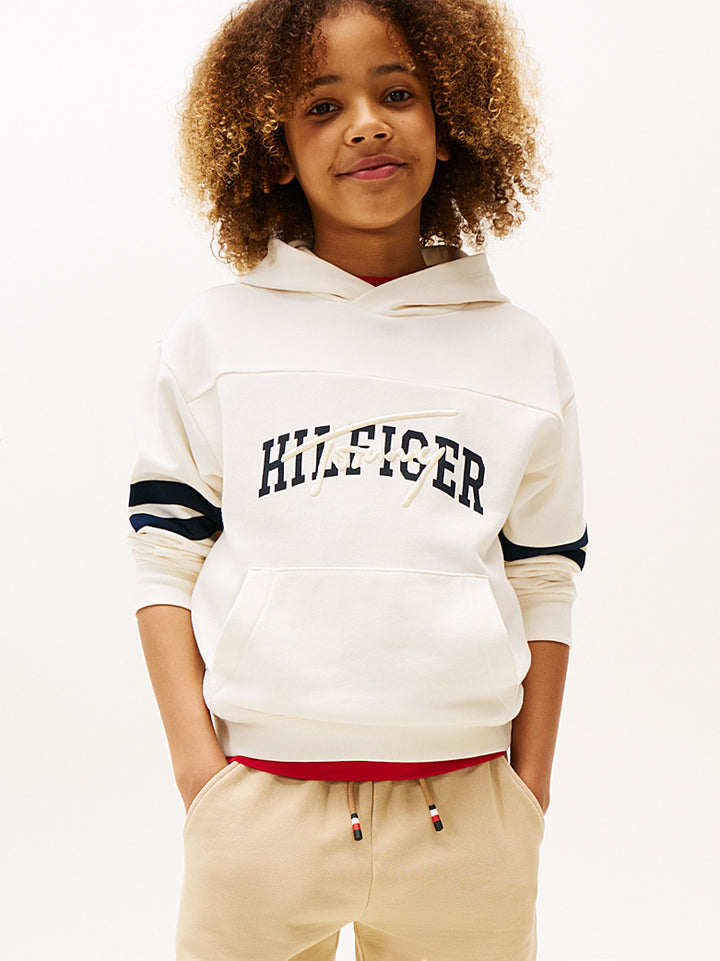 TOMMY HILFIGER NIÑO ABRIGO MIXED GRAPHIC HOODIE IVORY SILK
