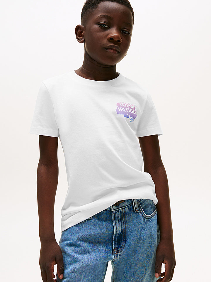 TOMMY HILFIGER NIÑO TSHIRT GRAFITTI RAISED PRINT WHITE