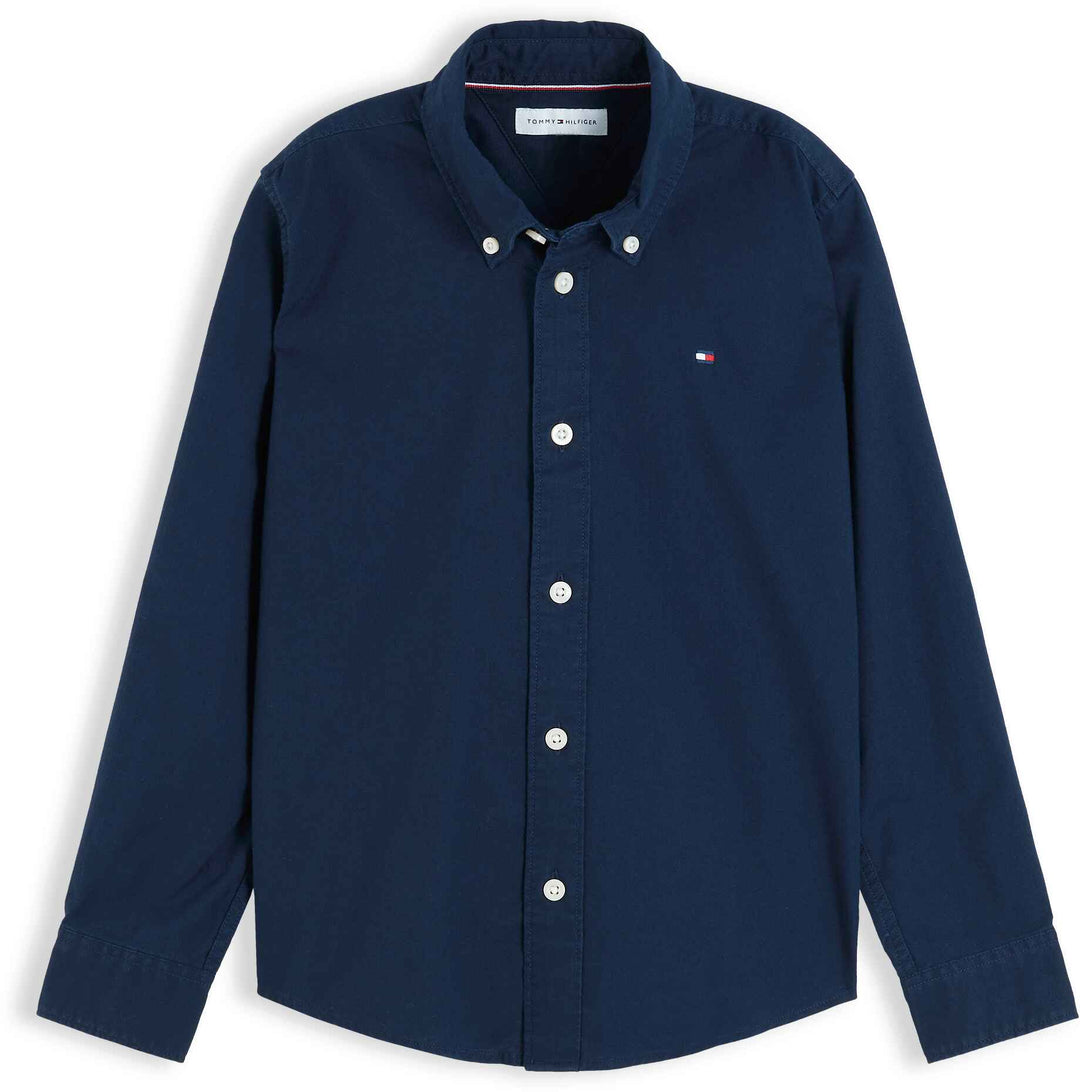 Tommy Hilfiger Camisa Flag Oxford M/L Dark Night Navy para Niño